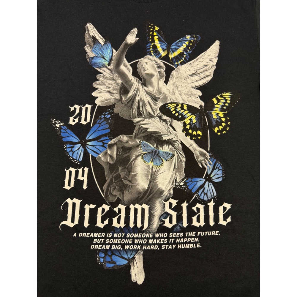 Dream State Angel Butterfly Graphic T-Shirt Black Gothic Streetwear Y2K